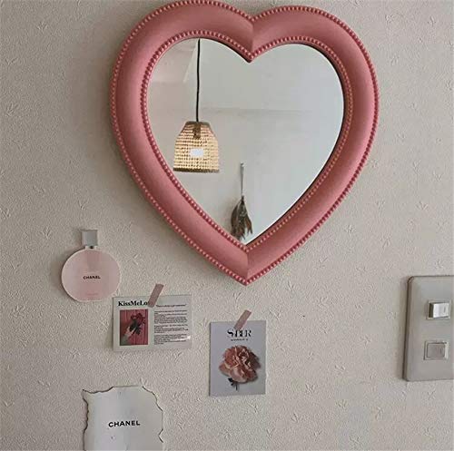 Xyconcep Espejo de maquillaje con forma de corazón de 10.6 pulgadas, decoración de tocador para dormitorio (rosa, 10.6 pulgadas de ancho)