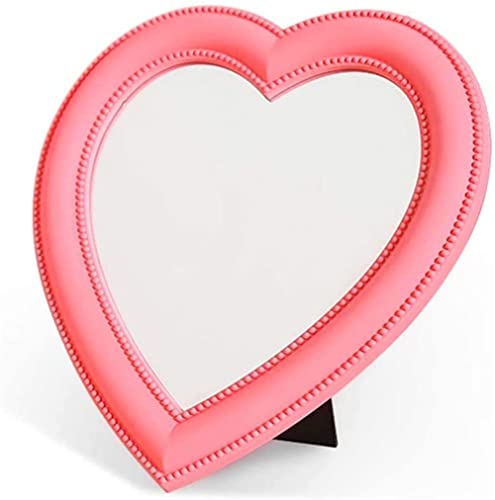 Xyconcep Espejo de maquillaje con forma de corazón de 10.6 pulgadas, decoración de tocador para dormitorio (rosa, 10.6 pulgadas de ancho)