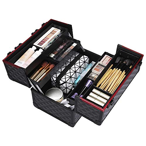 Yaheetech Estuche de Maquillaje Maletín Cosmético Organizador Profesional 34,7 x 22,2 x 25 cm