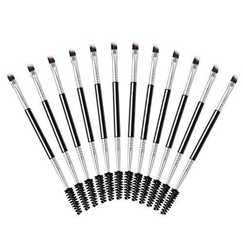 Yangfei 12pcs Cepillos de Cejas y Pestañas, Cepillo de Pestañas Pinceles de Cejas, Cepillo Pestañas Con diseño de Doble Cabeza, Pinceles de Maquillaje para Pestañas para Ceja Angulada Tintado