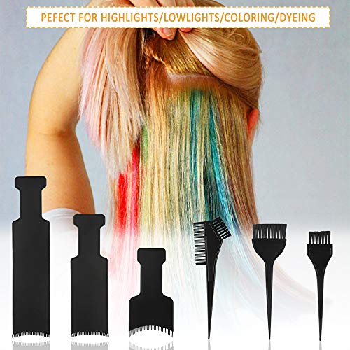 Yangfei 6Pcs Kit Tinte Pelo Peine Balayage Incluye 3 Brochas de Tinte y 3 Peine para Coloración, Pinceles de Tinte para Teñir El Cabello Usos de Salón y Hogar (negro)