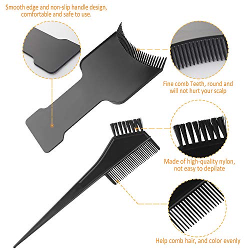 Yangfei 6Pcs Kit Tinte Pelo Peine Balayage Incluye 3 Brochas de Tinte y 3 Peine para Coloración, Pinceles de Tinte para Teñir El Cabello Usos de Salón y Hogar (negro)