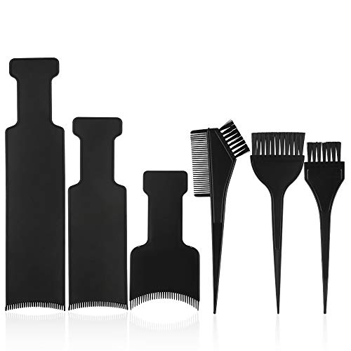 Yangfei 6Pcs Kit Tinte Pelo Peine Balayage Incluye 3 Brochas de Tinte y 3 Peine para Coloración, Pinceles de Tinte para Teñir El Cabello Usos de Salón y Hogar (negro)