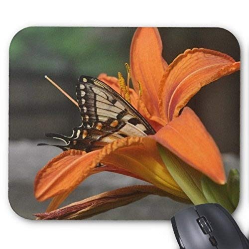 Yanteng Alfombrilla para ratón Mariposa en Lily Alfombrilla
