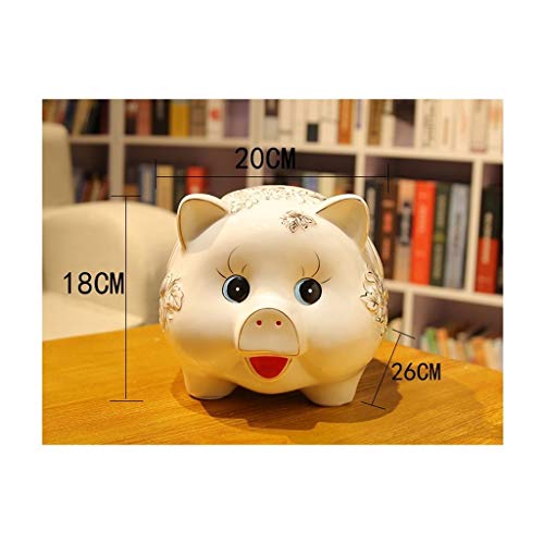 YAOLUU Huchas Originales Cerámica Cerdo Hucha de Gran Capacidad con Monedas Hucha Cash Box Coin Jar Hucha Lindo niño Adulto Regalo Azul Blanco Regalos Divertidos (Color : White)