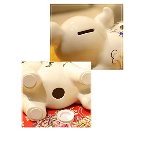 YAOLUU Huchas Originales Cerámica Cerdo Hucha de Gran Capacidad con Monedas Hucha Cash Box Coin Jar Hucha Lindo niño Adulto Regalo Azul Blanco Regalos Divertidos (Color : White)
