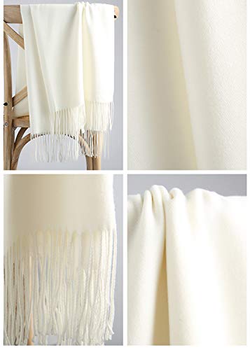 YAOMEI Unisex Mujer Bufanda, 2018 Mujer invierno lujosa ligera y suave Chales Estolas Fulares Bufanda Pañuelo caliente (78.74 * 27.56 pulgadas (200 cm * 70 cm), Blanco)