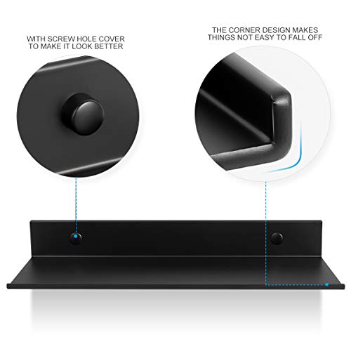 Yardwe Estante de baño Negro para Pared de Ahorro de Espacio, Resistente al óxido, estantes flotantes Extra Fuertes (30 cm)