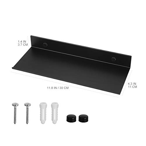 Yardwe Estante de baño Negro para Pared de Ahorro de Espacio, Resistente al óxido, estantes flotantes Extra Fuertes (30 cm)