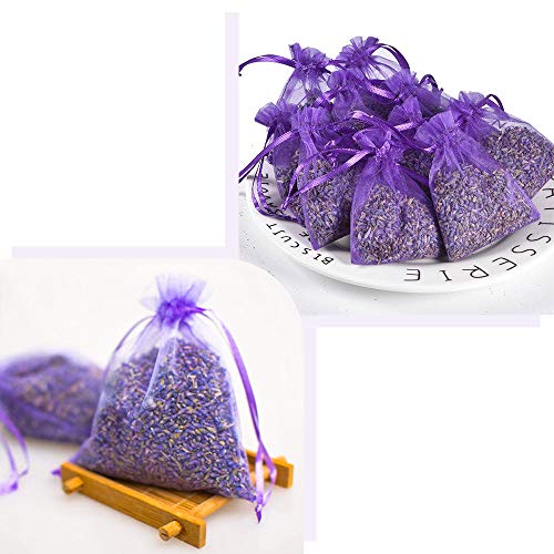 YASQZ Paquete de 10 bolsas de lavanda bolsitas de lavanda, 100 g de flores secas naturales lavanda seca para polillas, lavanda ambientadores de armario bolsas de lavanda para ropa/cajones/armarios