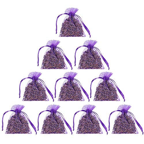 YASQZ Paquete de 10 bolsas de lavanda bolsitas de lavanda, 100 g de flores secas naturales lavanda seca para polillas, lavanda ambientadores de armario bolsas de lavanda para ropa/cajones/armarios