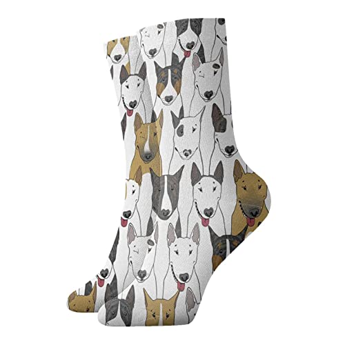 yazs Novedad Casual Crew Calcetines - Funny Dogs Bull Terrier American