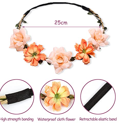 YHZMY 3 Piezas Diadema de boda floral, Corona De Flores,Corona Flores Novia, Flor Hecha a Mano Diadema, Guirnalda Floral Diademas, Mujer o Niñas, para Boda Playa Fiesta de Cumpleaños Guirnalda Floral