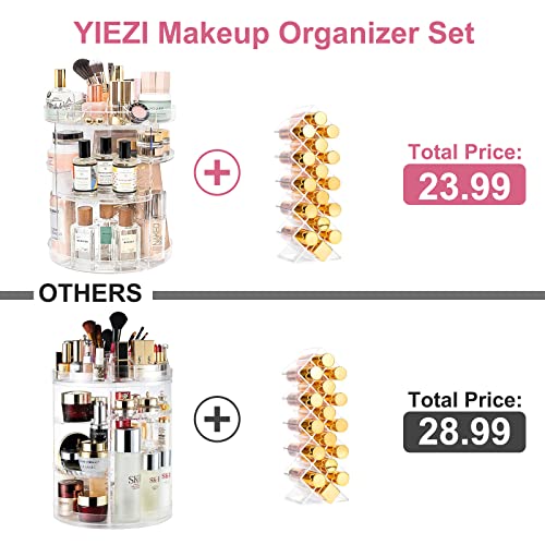 YIEZI Organizador de Maquillaje de Rotación 360°, Ajustable, Compartimento de Almacenamiento de Cosméticos con Múltiples Funciones, Multifunción y Gran Capacidad, Baño, Dormitorio