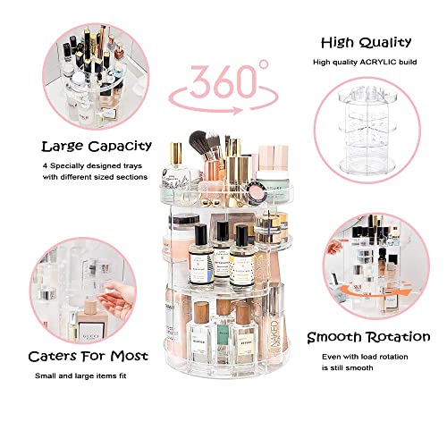 YIEZI Organizador de Maquillaje de Rotación 360°, Ajustable, Compartimento de Almacenamiento de Cosméticos con Múltiples Funciones, Multifunción y Gran Capacidad, Baño, Dormitorio