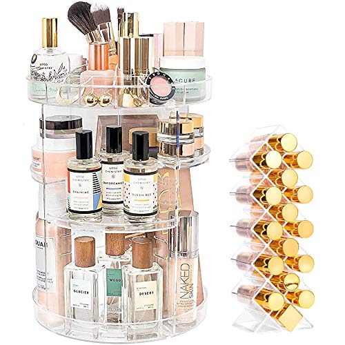 YIEZI Organizador de Maquillaje de Rotación 360°, Ajustable, Compartimento de Almacenamiento de Cosméticos con Múltiples Funciones, Multifunción y Gran Capacidad, Baño, Dormitorio