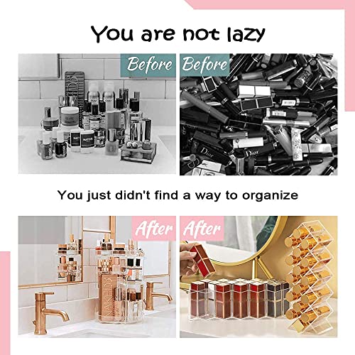 YIEZI Organizador de Maquillaje de Rotación 360°, Ajustable, Compartimento de Almacenamiento de Cosméticos con Múltiples Funciones, Multifunción y Gran Capacidad, Baño, Dormitorio