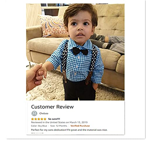 Yilaku Conjunto bebé niño camisa de manga larga + pantalones + pajarita + tirantes para traje de bebé niño ropa de fiesta bautizo vestido de boda Conjuntos de Otoño e Invierno（Azul，60）