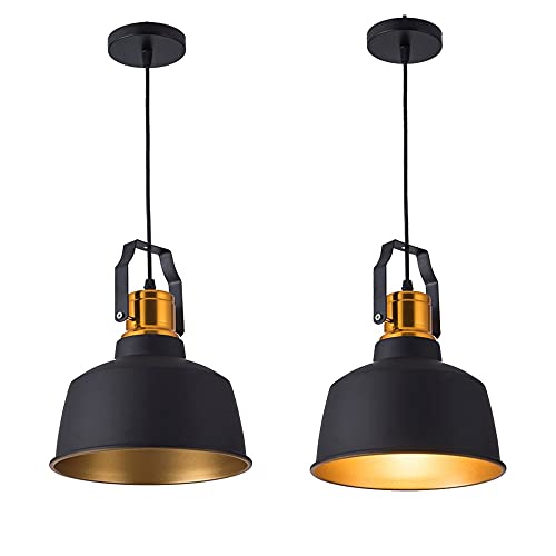 YINGGEXU Luces de techo, Negro con la cubierta de oro superior LED Luz colgante Niza Moderno 12W E27 LED Lámpara colgante Lámpara Cuelga Vogue Dining Restaurante Iluminación Iluminación interior