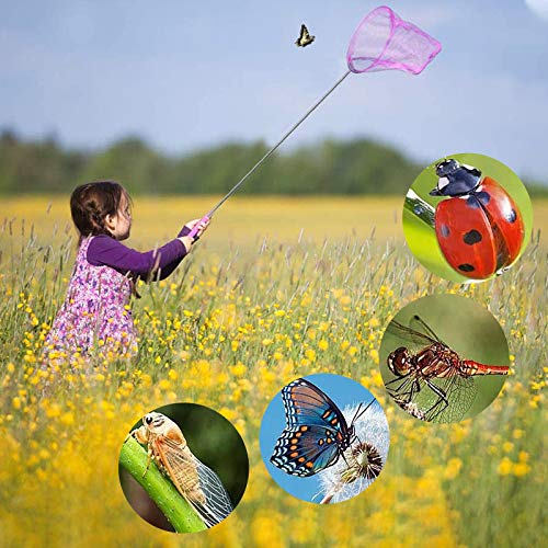 Yisscen Redes de Mariposa Telescópicas Red de Pesca Ninos con Cubos Plegables y Varilla Telescópica, para Atrapar Insectos, Pescar, Actividades de Jardín al Aire Libre(arancia)