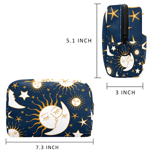 Yitian Funny Sun Kiss Moon Stars - Bolsa de cosméticos para mujer, adorables bolsas de maquillaje espaciosas