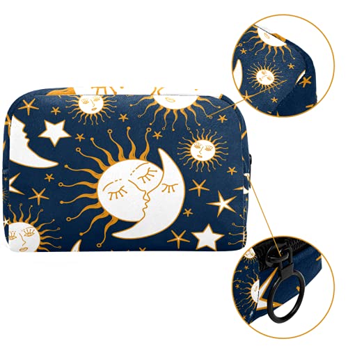 Yitian Funny Sun Kiss Moon Stars - Bolsa de cosméticos para mujer, adorables bolsas de maquillaje espaciosas