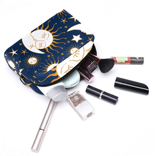 Yitian Funny Sun Kiss Moon Stars - Bolsa de cosméticos para mujer, adorables bolsas de maquillaje espaciosas