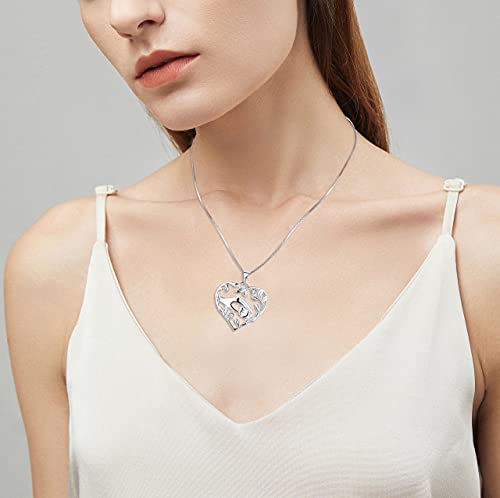 YL Collar de mamá Plata de ley 925 Mamá sostenga la mano del niño Colgante Collar Regalos para mamá(Blanco)