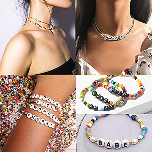 YLXQJIN Cuentas de Colores, Perlas de Vidrio, 3mm Mini Cuentas Cristal Abalorios Kit de Abalorios para Hacer con Caja de Almacenamiento de 24 celosías, Elástico, Tijeras para DIY Pulseras Bisutería