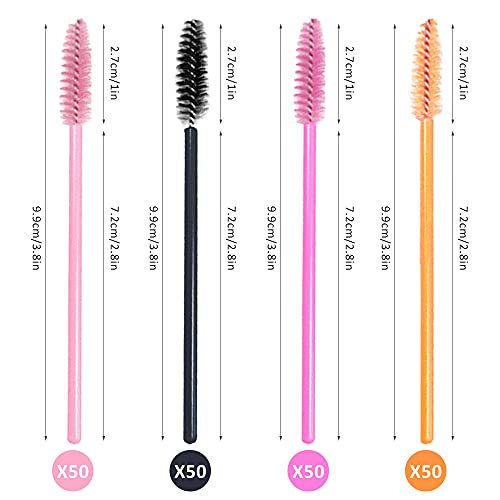 YngFfb Cepillos De Pestañas Desechables, 200 PCS Rimel Cepillos, Kits De Herramientas De Pincel De Maquillaje Cosmético Con Aplicador De Cejas y Pestañas Multicolores