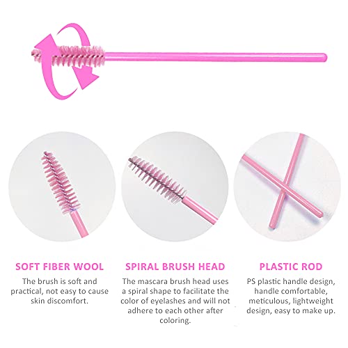 YngFfb Cepillos De Pestañas Desechables, 200 PCS Rimel Cepillos, Kits De Herramientas De Pincel De Maquillaje Cosmético Con Aplicador De Cejas y Pestañas Multicolores