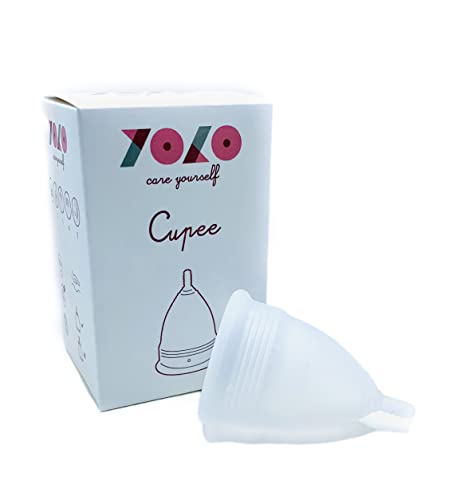 Yolo Care Yourself Cupee individual copa menstrual reutilizable sin colorantes, silicona médica hipoalergénica BPA Free Disponible en talla L