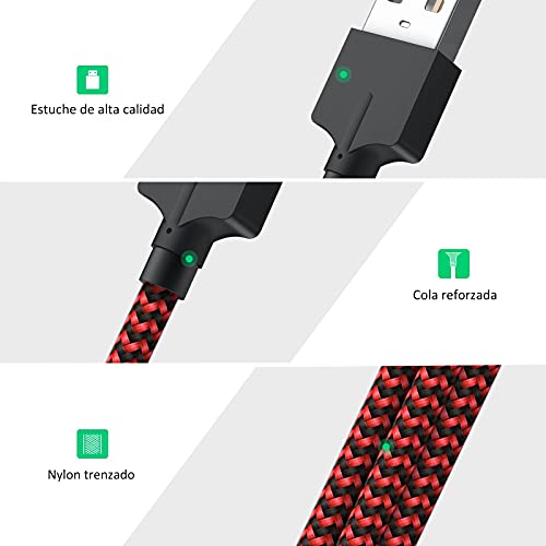 Yosou Cable USB Tipo C,2Pack[1M+2M] Cargador Tipo C Nylon Carga Rápida Cable USB C para Samsung Galaxy S10 S9 S8 A20 A20e A21s A40 A70 A71 A51 S21 S20,Huawei P30 P20 lite,Sony,Redmi note 9,Mi 10