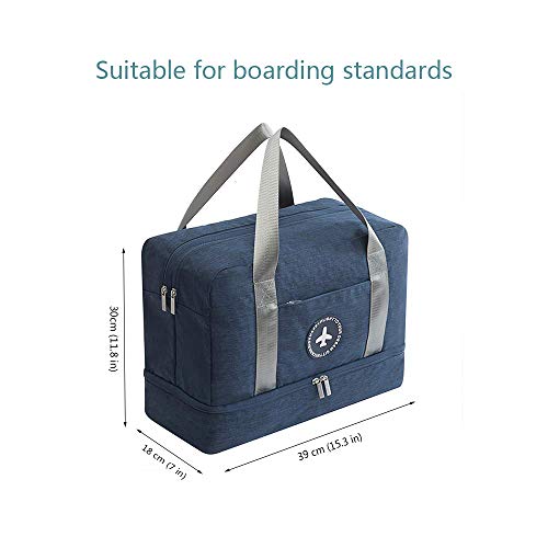 Young & Ming Impermeable Bolsa de Deporte con Compartimento para Zapatos Bolsa de Gimnasio Grande Bolsa de Viaje Bolsa Fin de Semana para Hombre/Mujer, 20L-Azul Marino