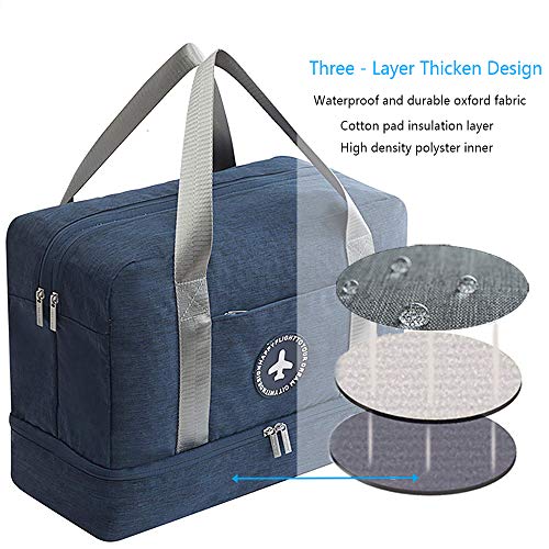 Young & Ming Impermeable Bolsa de Deporte con Compartimento para Zapatos Bolsa de Gimnasio Grande Bolsa de Viaje Bolsa Fin de Semana para Hombre/Mujer, 20L-Azul Marino