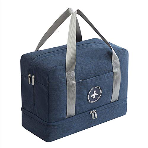 Young & Ming Impermeable Bolsa de Deporte con Compartimento para Zapatos Bolsa de Gimnasio Grande Bolsa de Viaje Bolsa Fin de Semana para Hombre/Mujer, 20L-Azul Marino