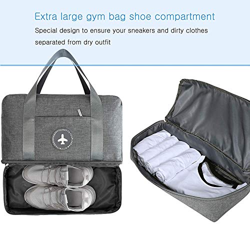 Young & Ming Impermeable Bolsa de Deporte con Compartimento para Zapatos Bolsa de Gimnasio Grande Bolsa de Viaje Bolsa Fin de Semana para Hombre/Mujer, 20L-Azul Marino
