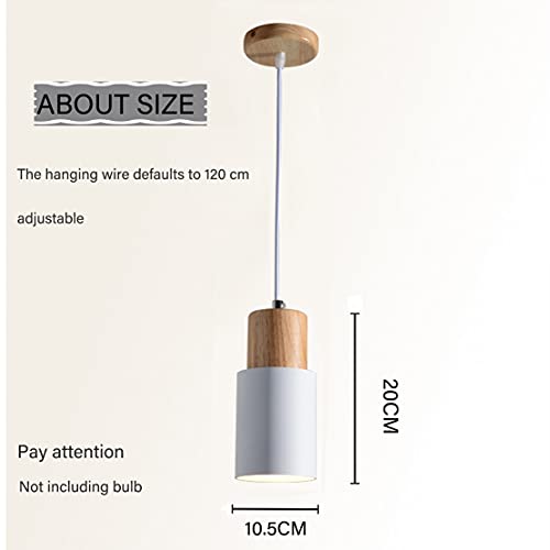 YOXANG Candelabro Sólido Madera Arte Sencillez LED Creatividad Cilindro Forma Iluminación Colgante Techo Restaurante Bar Habitación Cabecera Luces Colgantes D10XH20.5CM E27 Soporte de Lámpara (Blanco)