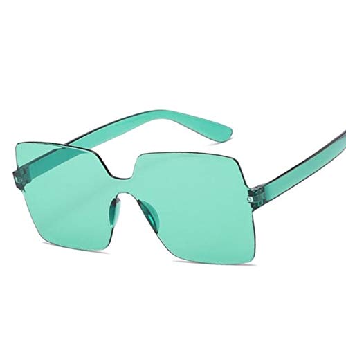 YUANCHENG Gafas de Sol de una Pieza sin Marco Mujeres al por Mayor Gafas de Sol de Color Hombres Gafas de Color Caramelo 5-Verde