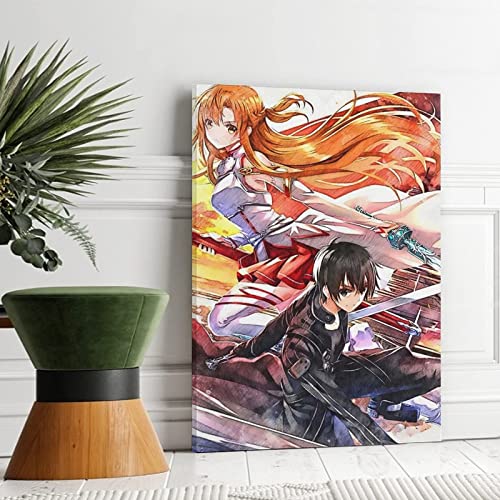 YUCNAG 60X90cm Sin Marco Impresiones en Lienzo Sword Art Online Acuarela