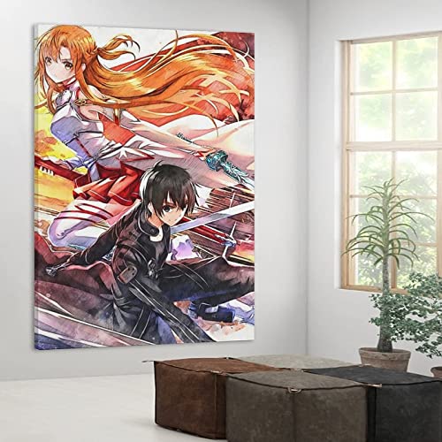YUCNAG 60X90cm Sin Marco Impresiones en Lienzo Sword Art Online Acuarela