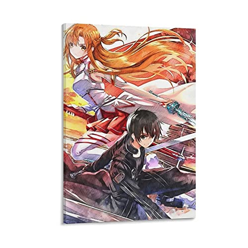 YUCNAG 60X90cm Sin Marco Impresiones en Lienzo Sword Art Online Acuarela