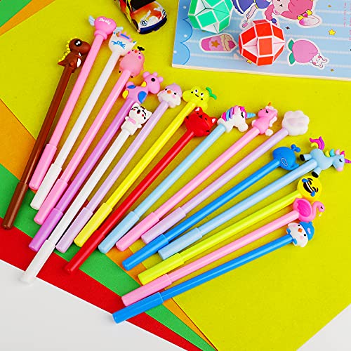 Yuechen 30x Bolígrafos Lindos de Tinta de Gel de Dibujos Animados, Pluma gel Animales,niños Infantiles Fiesta Regalo cumpleaños Navidad Bautizo comunión premios Escolares