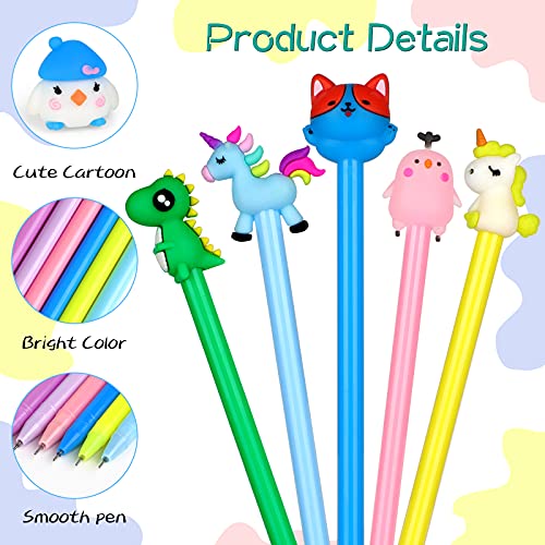 Yuechen 30x Bolígrafos Lindos de Tinta de Gel de Dibujos Animados, Pluma gel Animales,niños Infantiles Fiesta Regalo cumpleaños Navidad Bautizo comunión premios Escolares