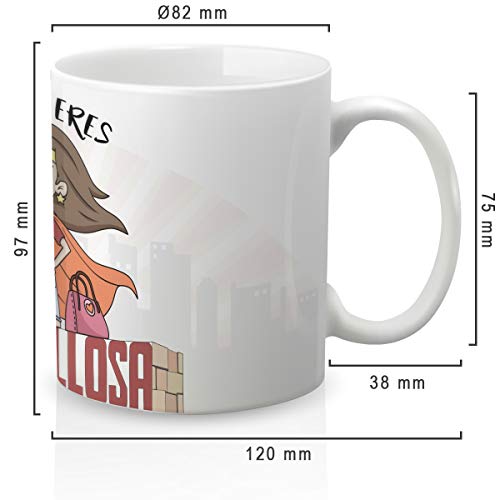 Yujuuu! | Taza cerámica Original Madre. Resistente 100% al microondas y lavavajillas. Taza con Mensaje Mamá Eres Maravillosa.