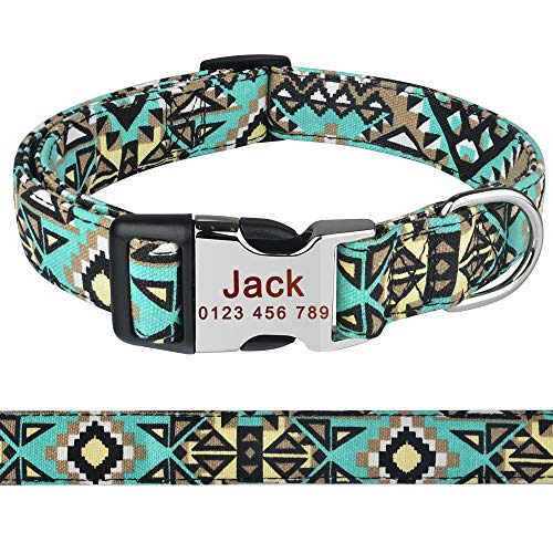 YUQIAN Collar para Mascotas Collar De Perro Personalizado Poliéster Floral Nombre Grabado Personalizado ID Masculino Femenino Mascota, China, S 26-39Cm