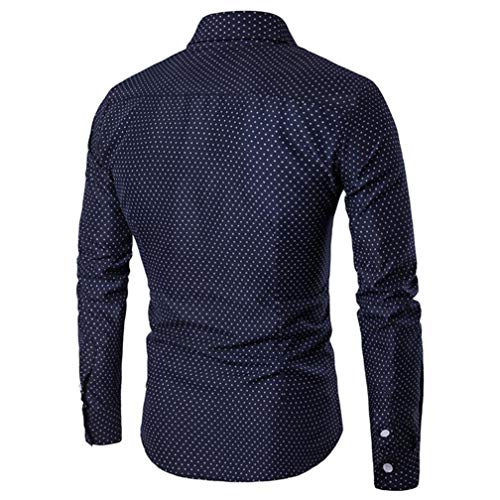 Yvelands Camisa de otoño para Hombres, Hombres Solapa Camisa de Corte Slim Casual otoño Camisa de Moda Blusa Dot Camisa de Manga Larga, ¡Liquidación Barata!