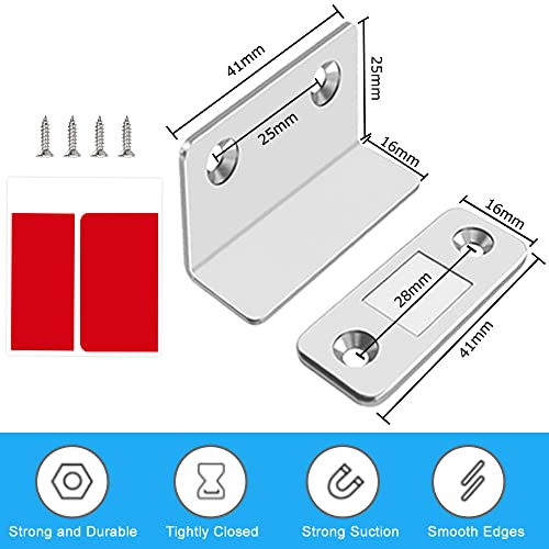 ZACUDA 4 PCS Iman Puerta Armario con Adhesivo Corredera Iman Armario en Forma L Cierre Magnetico Para Puerta Pestillo Magnético para Puerta Imán Cierre Para Cocina para cajón gabinete Mueble Cocina