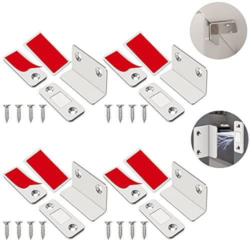 ZACUDA 4 PCS Iman Puerta Armario con Adhesivo Corredera Iman Armario en Forma L Cierre Magnetico Para Puerta Pestillo Magnético para Puerta Imán Cierre Para Cocina para cajón gabinete Mueble Cocina