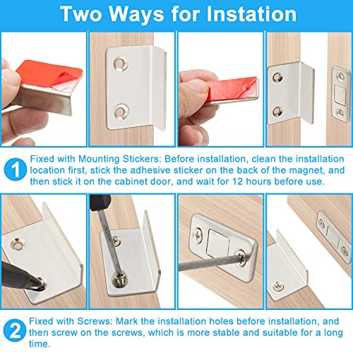 ZACUDA 4 PCS Iman Puerta Armario con Adhesivo Corredera Iman Armario en Forma L Cierre Magnetico Para Puerta Pestillo Magnético para Puerta Imán Cierre Para Cocina para cajón gabinete Mueble Cocina